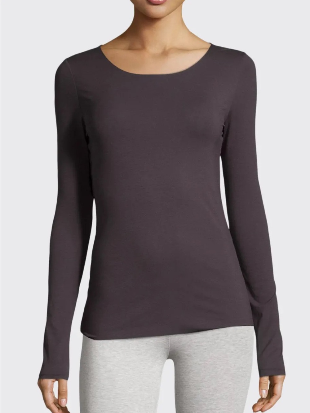 Wolford Pure Dark Grey Crewneck Longsleeve Pullover Top